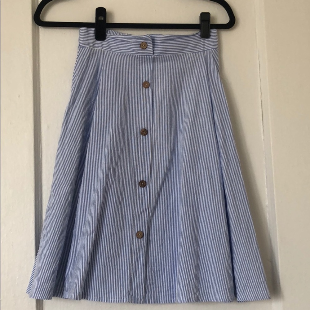 Seersucker Skater Button Down Skirt